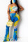 Yellow Fashion Sexy Sleeveless Strapless Off The Shoulder Regular Print Two Pieces