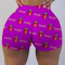 Purple Fashion Sexy Skinny Print Sports Shorts