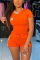 Orange Fashion Casual adult Ma'am Letter Two Piece Suits Straight Short Sleeve Two Pieces