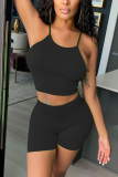 Black Fashion Casual adult Ma'am Solid Two Piece Suits pencil Sleeveless Two Pieces