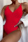 Red Fashion Sexy V Neck Solid Swimwears
