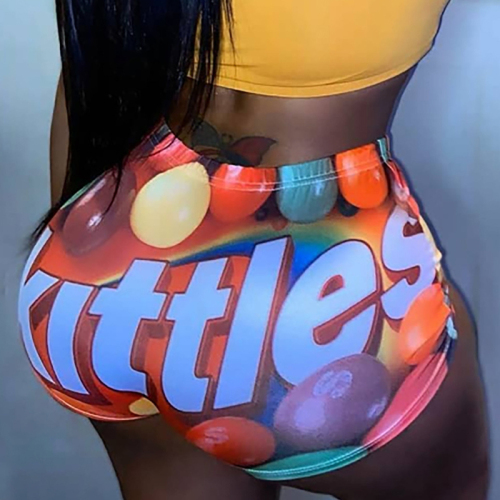 multicolor Elastic Fly Low Print Straight shorts Bottoms