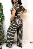 Black Sexy Striped Print Stripe Plus Size