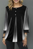 Black Fashion Casual O Neck Long Sleeve Regular Sleeve Regular Patchwork Tops