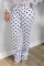White Fashion Casual Regular Dot Print Trousers