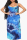 Blue Fashion Sexy U Neck Sleeveless Off The Shoulder Print Printed Dress Plus Size