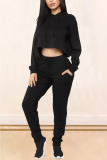 Gold Fashion Casual Sportswear Long Sleeve Hooded Collar Regular Sleeve Regular Solid Two Pieces