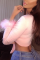 Pink Fashion Sexy V Neck Long Sleeve Regular Sleeve Short Patchwork Tops