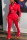 Red Casual Sportswear Long Sleeve Zipper Collar Regular Sleeve Short Patchwork Two Pieces