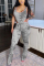 Grey Blends Casual Print Tie Dye Boot Cut Sleeveless Two Pieces