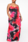 Red Fashion Sexy U Neck Sleeveless Off The Shoulder Print Printed Dress Plus Size