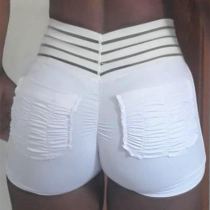 White Fashion Sexy Sportswear Skinny Patchwork Solid Shorts