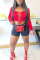 Red Sexy Bateau Neck Long Sleeve Regular Sleeve Short Solid Tops