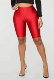 Rose Red Fashion Casual Sportswear Skinny Solid Shorts