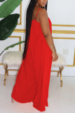 Red Fashion Sexy Solid Slip Jumpsuits