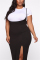 Black Fashion Casual O Neck Short Sleeve Regular Sleeve Solid Plus Size Set