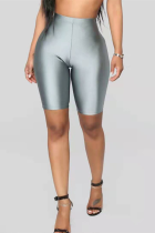 Gray Fashion Casual Sportswear Skinny Solid Shorts