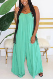 Green Fashion Sexy Solid Slip Jumpsuits