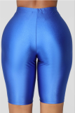 Blue Fashion Casual Sportswear Skinny Solid Shorts
