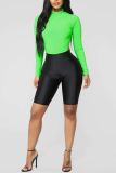 Green Fashion Casual Sportswear Skinny Solid Shorts