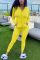 Yellow Fashion Sexy adult Ma'am Patchwork Solid Two Piece Suits pencil Long Sleeve Two Pieces