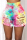 Green and yellow rose red and blue Green and yellow Hollow-out Broken Holes Denim