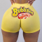 Yellow-red Elastic Fly Low Print Straight shorts Bottoms