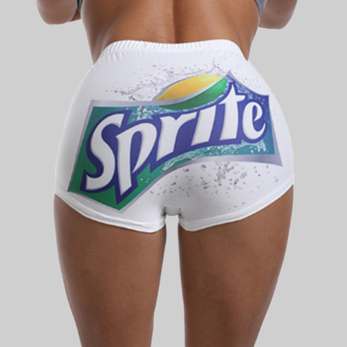 White Green Fashion Sexy Sportswear Skinny Print Shorts