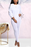 Light Purple Fashion Casual Long Sleeve O Neck Regular Sleeve Regular Solid Two Pieces
