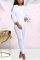 White Fashion Casual Long Sleeve O Neck Regular Sleeve Regular Solid Two Pieces