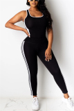 Black Active Solid pencil Long Sleeve Two Pieces