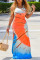 Orange Milk. Fashion adult Ma'am Street Orange Tank Sleeveless O neck Swagger Floor-Length Tie and dye Dresses