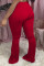 Wine Red Fashion Casual Solid Plus Size Trousers