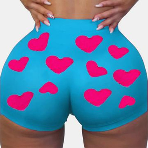 Lake Blue Fashion Sexy Skinny Print Shorts