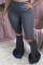 Light Gray Fashion Casual Sportswear Boot Cut Lips Printed Trousers