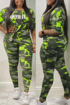 Green Casual Solid Regular Half Sleeve Two Pieces