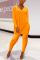 Orange Fashion Long Sleeve V Neck Regular Sleeve Regular Solid Two Pieces