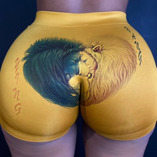Yellow Fashion Sexy Skinny Print Shorts