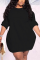 Black Fashion Casual O Neck Long Sleeve Regular Sleeve Solid Long Sleeve Dress Plus Size