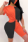 Orange Blue Fashion Casual Sportswear Short Sleeve O Neck Regular Sleeve Regular Patchwork Two Pieces（With Mask）