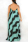 Green Fashion Casual Plus Size Daily Spaghetti Strap Sleeveless Spaghetti Strap Sling Dress Floor Length Striped Dresses