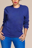 purple O Neck Long Sleeve Solid Tops