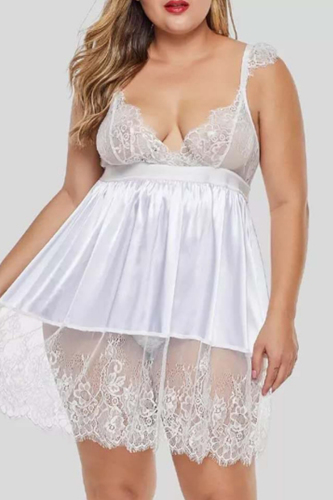 White Fashion Sexy Party Living Spaghetti Strap Sleeveless Spaghetti Strap Solid Sling Dress Plus Size