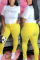 Yellow venetian Elastic Fly Mid Solid pencil Pants Bottoms