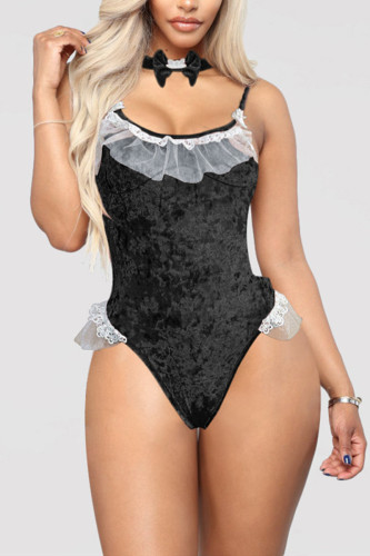Black Print Hooded Out lace Sexy Swimwears