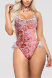 Pink Print Hooded Out lace Sexy Swimwears