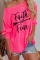 Pink Fashion Casual Daily Boat Neck Long Sleeve Regular Sleeve Regular Letter Tops