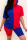Blue Red Fashion Casual Sportswear Short Sleeve O Neck Regular Sleeve Regular Patchwork Two Pieces（With Mask）