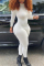 White Fashion Solid Long Sleeve Jumpsuits
