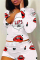White Polyester Sweet Lips Print Straight Long Sleeve Two Pieces
